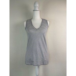 Madewell women's XS‎ purple white striped v-neck casual tank top 100% cotton